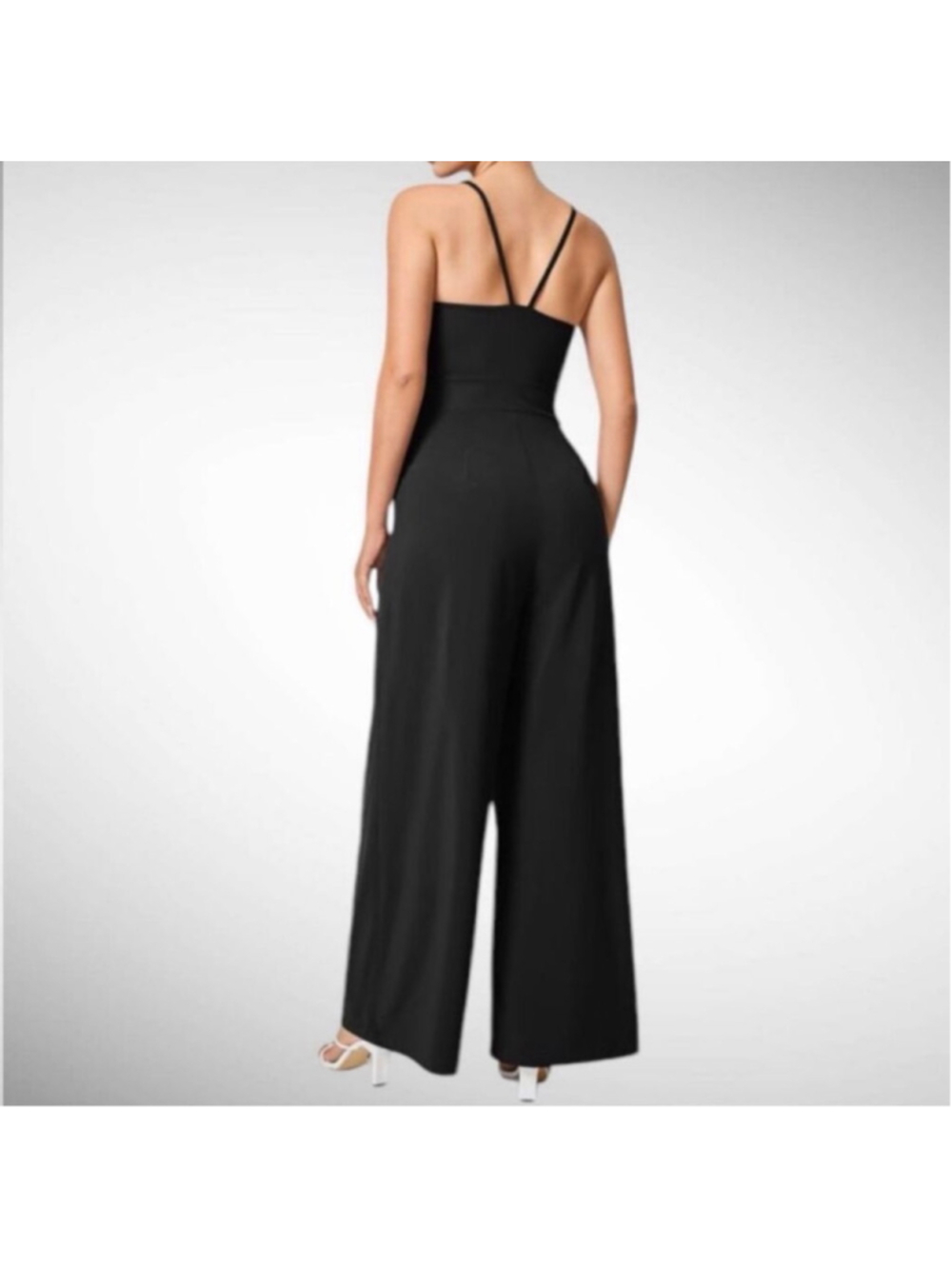 Halara Backless Side Invisible Zipper Pocket Wide Leg Quick Dry Slip Jumpsuit